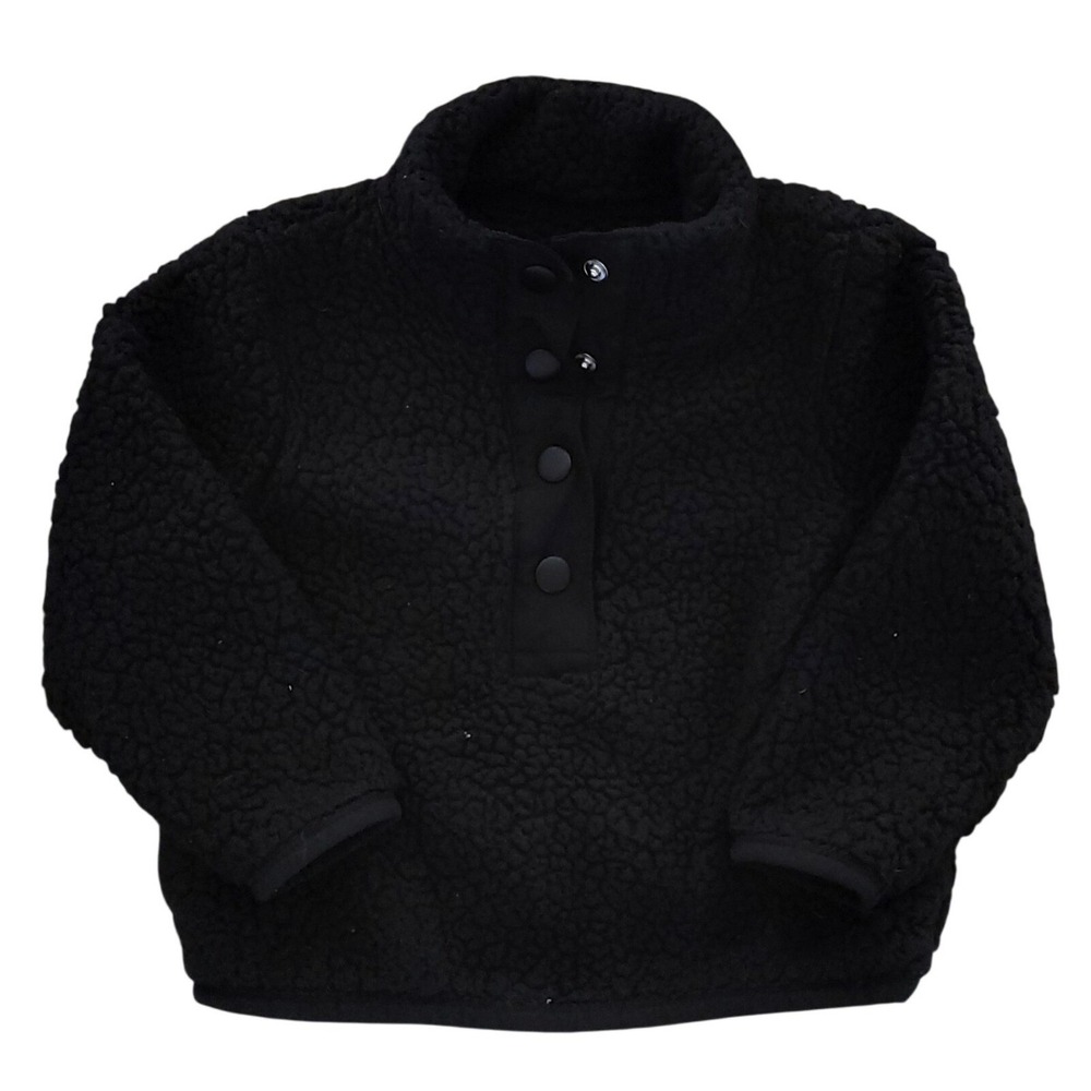 Wonder Nation Baby Sherpa Fleece Pullover Black Snap Mock Neck Sweater 18M Vtg